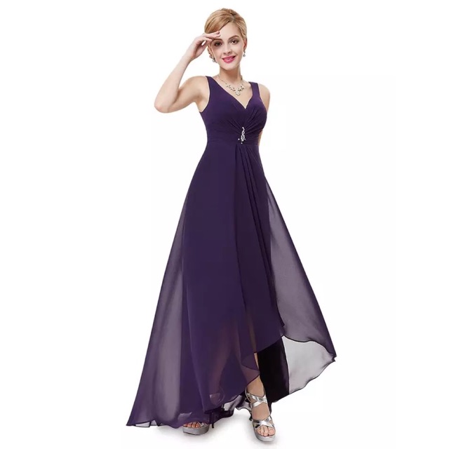 Dark purple cheap chiffon dress