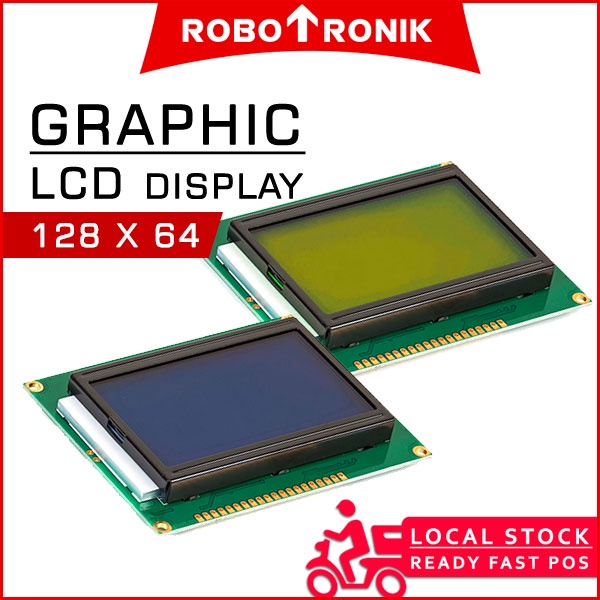 Graphic LCD 128x64 Pixel Yellow Backlight Parallel Interface Display ...