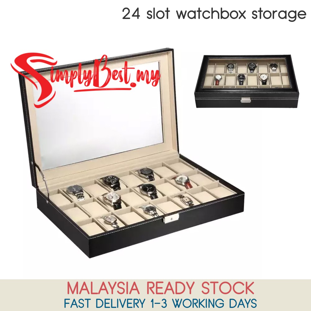 SIMPLYBEST Luxury Premium Quality 24 Slot Watch Box PU Leather ...