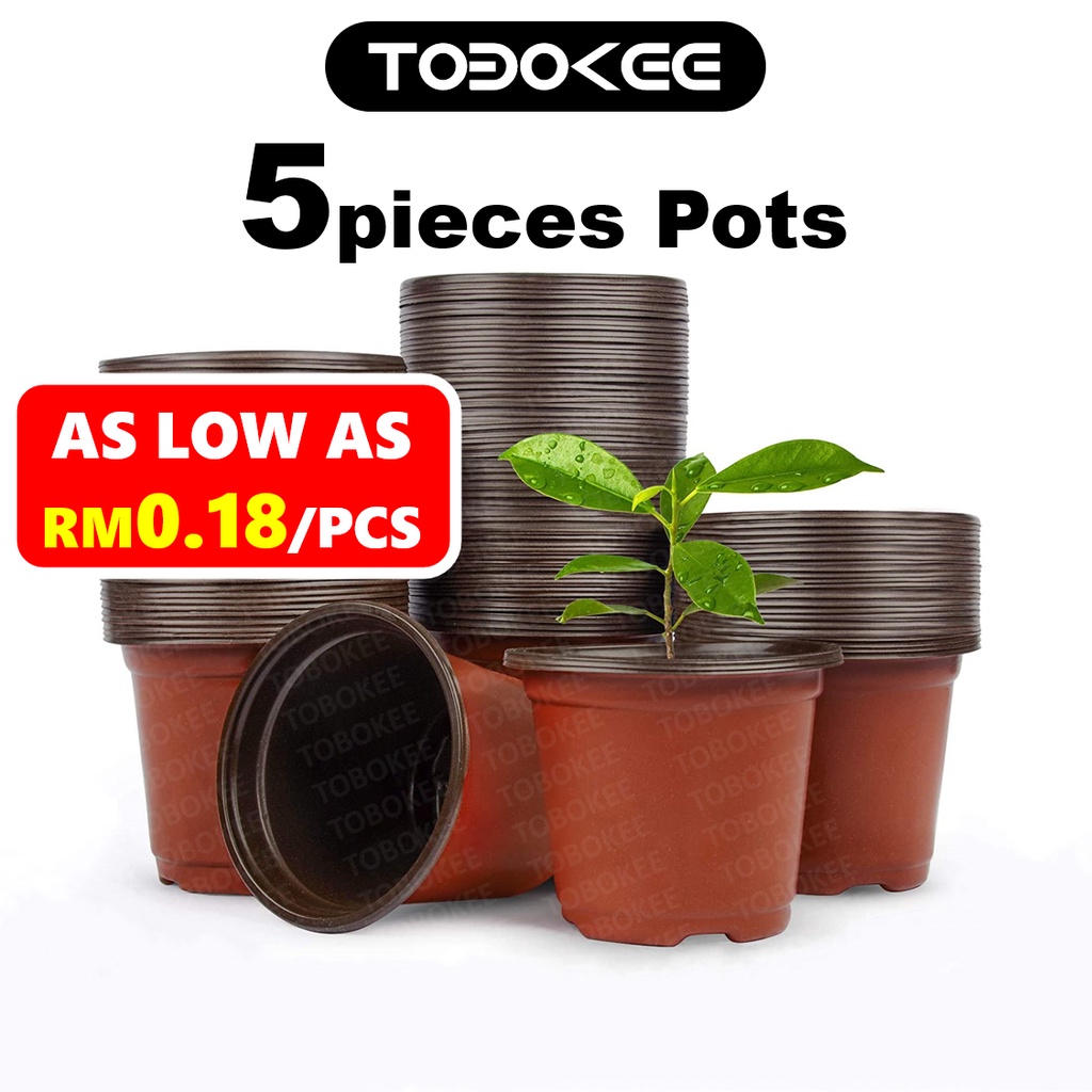 5pcs Pasu Plastik Seedling Pot Flower Pot Disposable Nursery Plastic ...