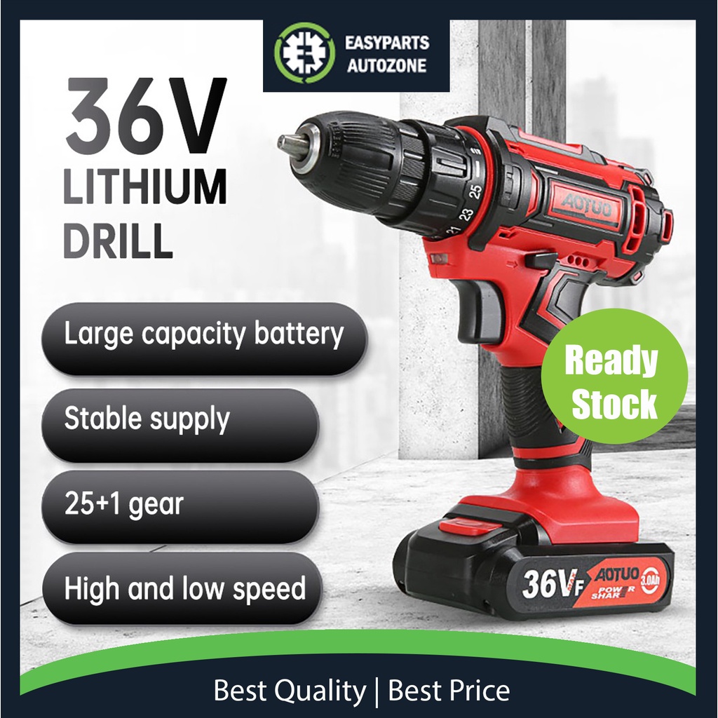 Autozone 36V Car Cordless Impact Drill +2 Lithium Battery Screwdriver