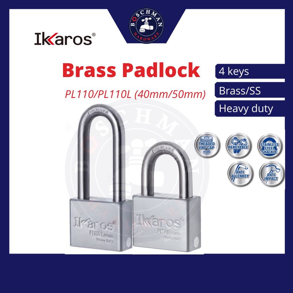 St Guchi IKAROS Brass Security Padlock 4 key Heavy Duty Anti Rust Pad ...
