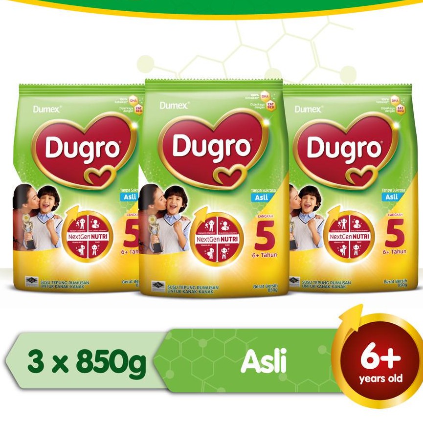 Susu Dumex Dugro 5 Original 850g X 3 Susu Formula Susu Budak Susu Kanak Kanak Susu Untuk