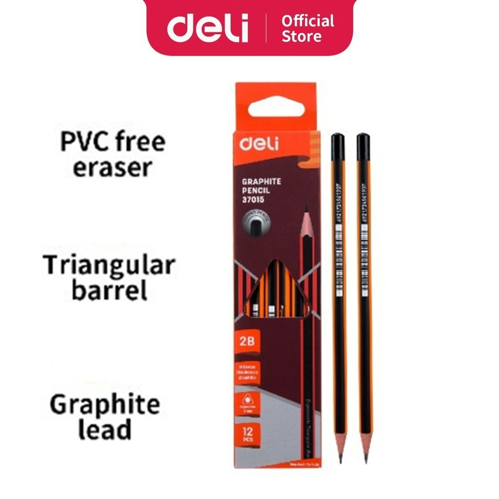 Deli Pencil E37015 Exam Grade Graphite 2B Pencil [12 Pcs/Per Box ...