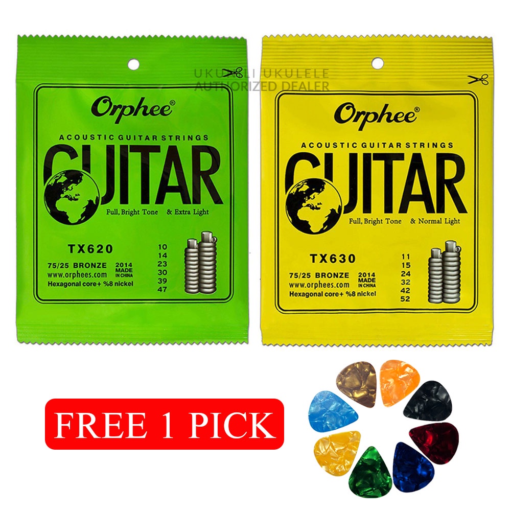 Orphee Acoustic Guitar String 6 Strings Super Light TX 620/630 Free Guitar Pick Shopee Malaysia