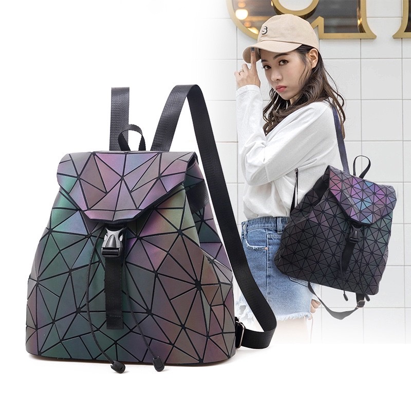 Geometric Shape Reflective Backpack Laser Luminous Bag Shopee