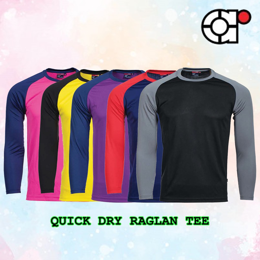 Baju Sukan Raglan Lengan Panjang (Unisex) Quick Dry Microfiber | Shopee ...