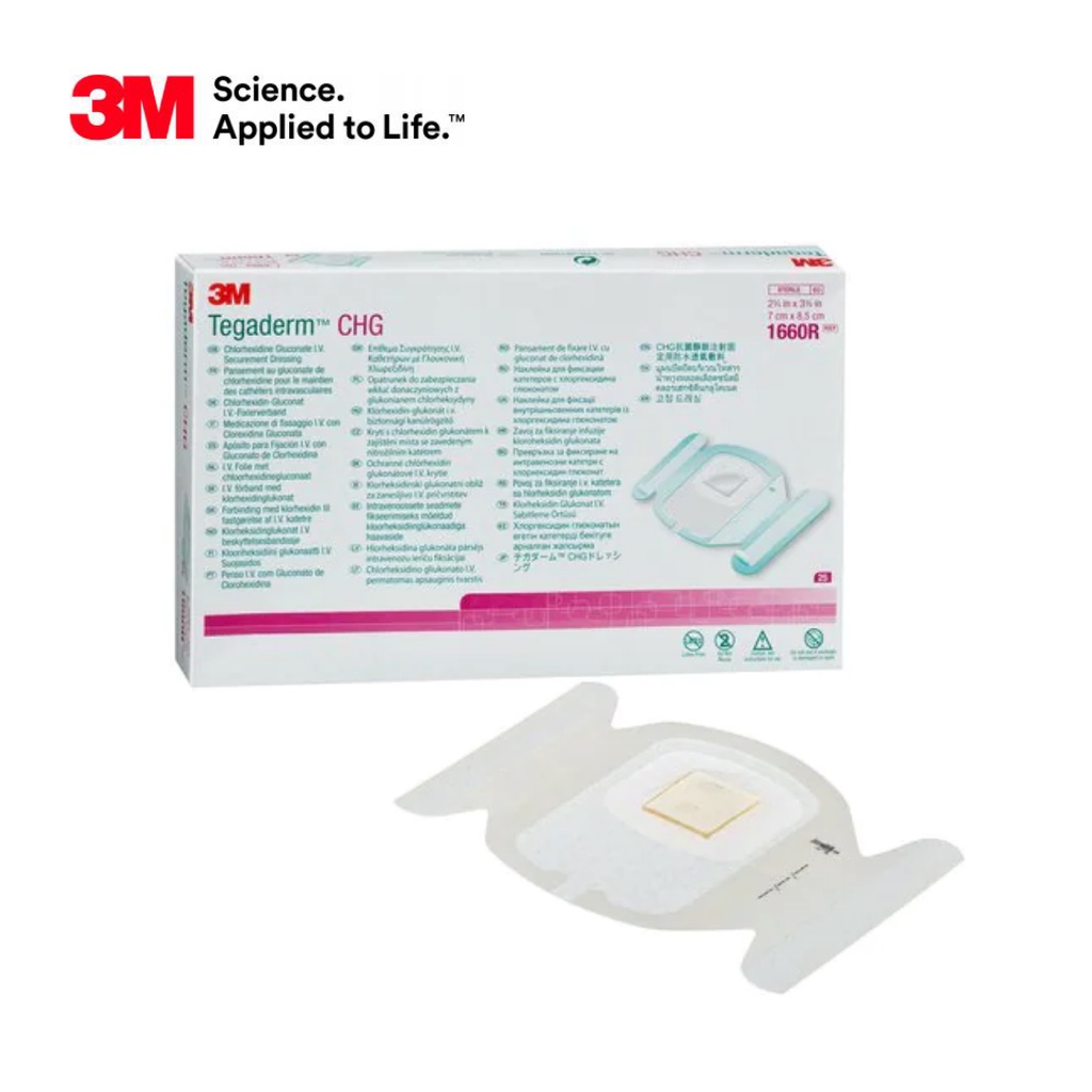 3M™ Tegaderm™ CHG IV Securement Dressing, 1660R, 7 cm x 8.5 cm (23/4
