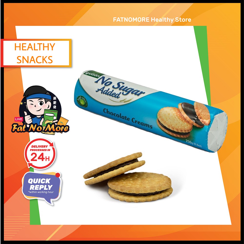 Gullon Chocolate Cream Biscuits No Sugar Added 250g Healthy Cookies