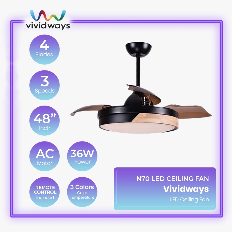 K2 VIVIDWAYS CEILING FAN N70 LED LIGHT 3 COLOURS Shopee Malaysia