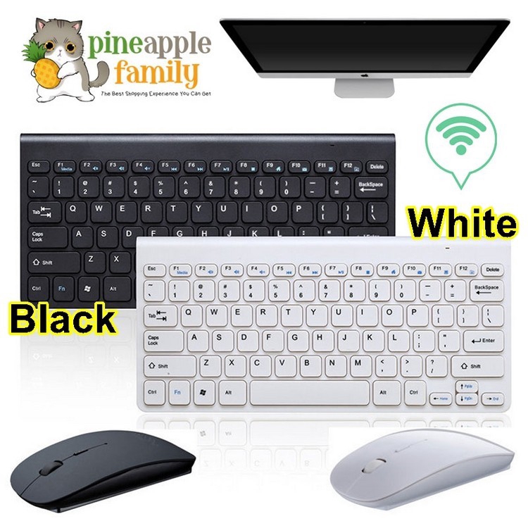 Simple Ultra-Slim Black USB Mini Wireless Keyboard and Mouse Combo Kit ...