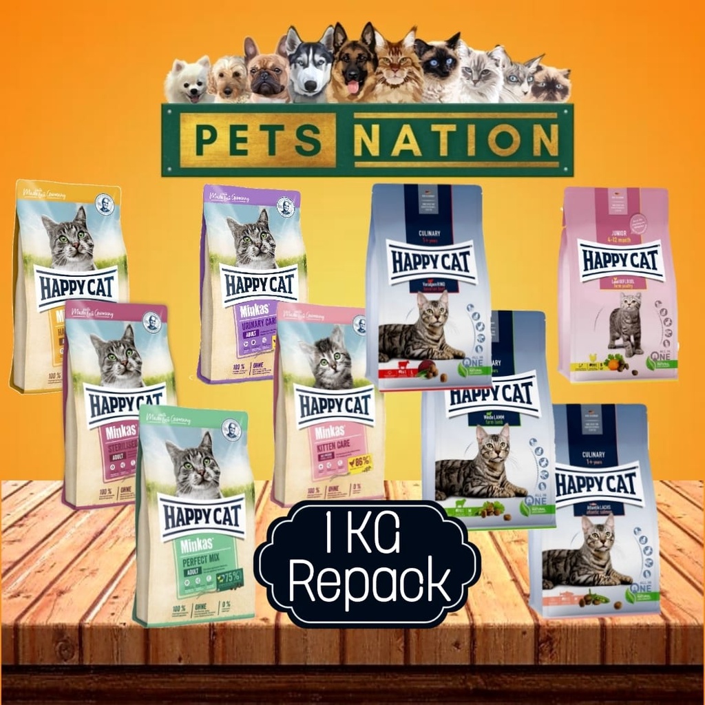 Happy Cat Dry Food 1KG REPACK (Salmon / Beef / Lamb / Perfect Mix
