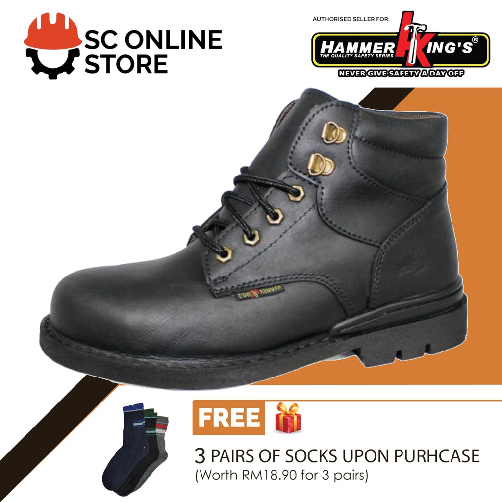 Hammer King Safety Shoes Hk 13004 Steel Toe Cap Steel Mid Plate Sole 