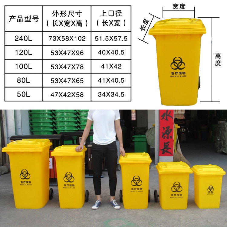 Medical Waste Trash Can Yellow Hospital Clinic Domestic Chemical Dirt
