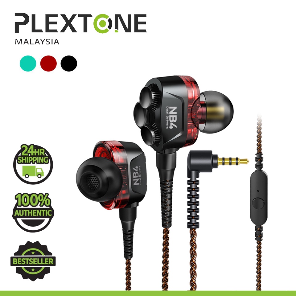 PLEXTONE NB4 Hybrid Earphone Dual Micro Dynamics Drivers Hifi