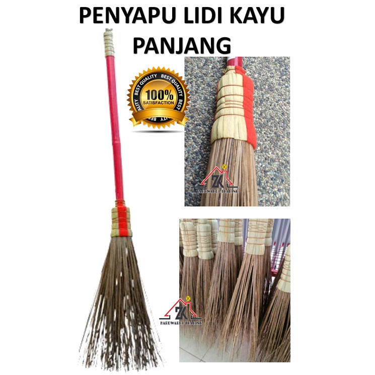 Lidi Broom Kayu Panjang Penyapu Lidi Bertangkal Berhulu Penyapu Lidi