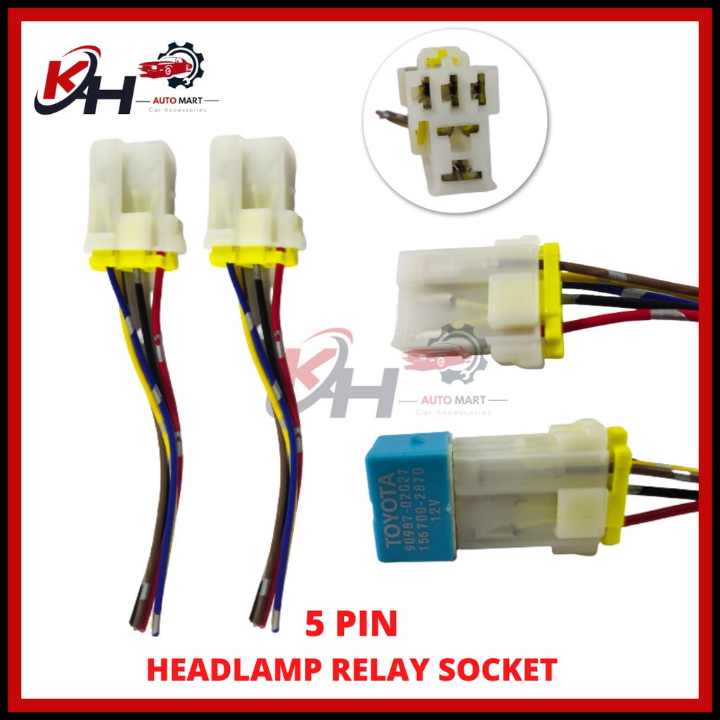 PROTON WAJA WIRA HEADLAMP RELAY SOCKET 5 PIN 398 UNIVERSAL LAMPU BESAR