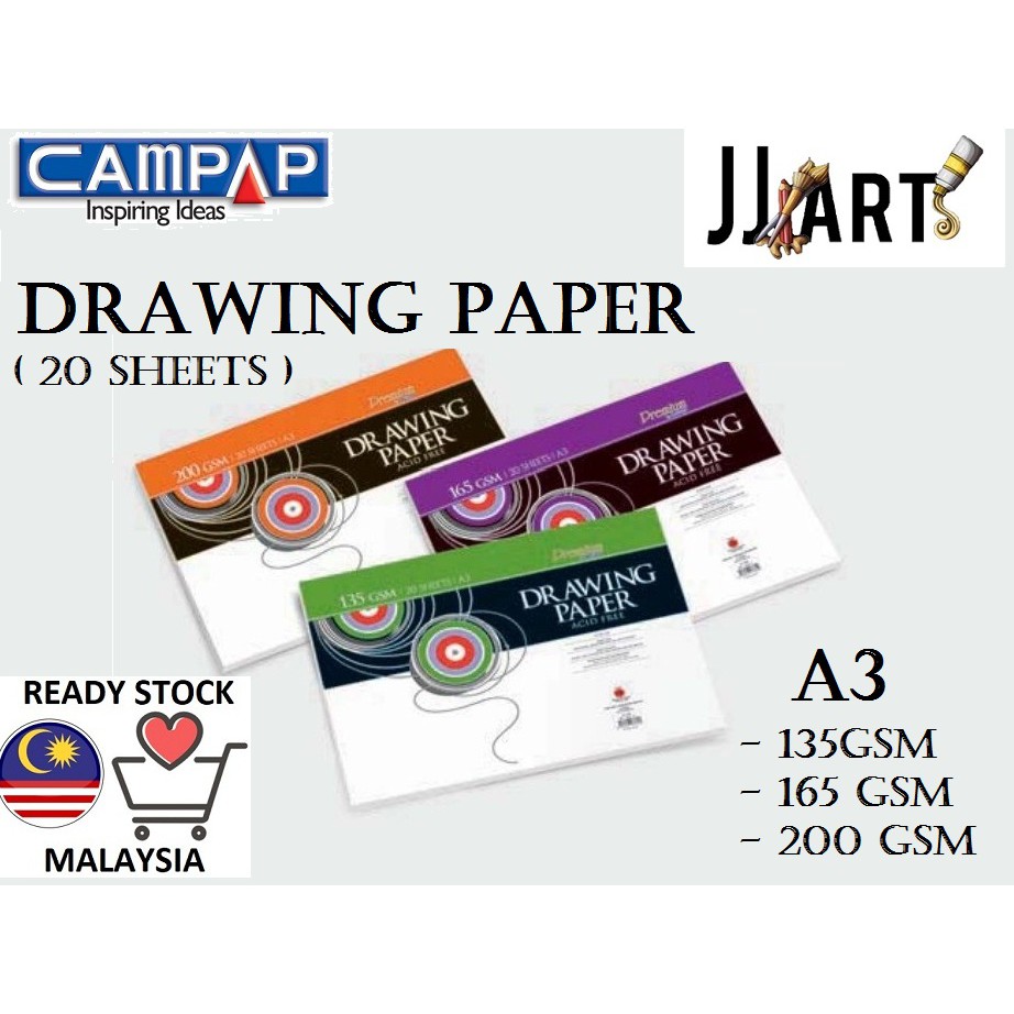 Campap A3 Drawing Paper (20 sheets) 135 / 165 / 200 gsm Shopee Malaysia