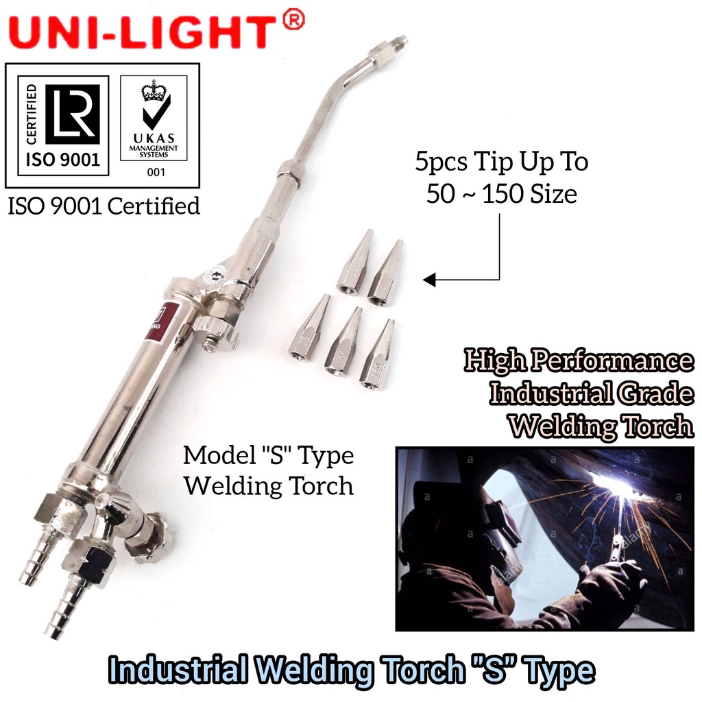 ISO9001 UNI-LIGHT Industrial Heavy Duty Usage Welding Torch Model 