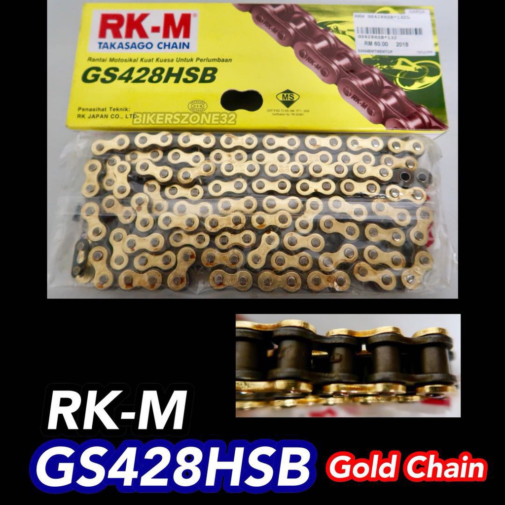RKM GS428HSB Gold Heavy Duty / Rantai Tebal / Thick Chain 132L | Shopee ...