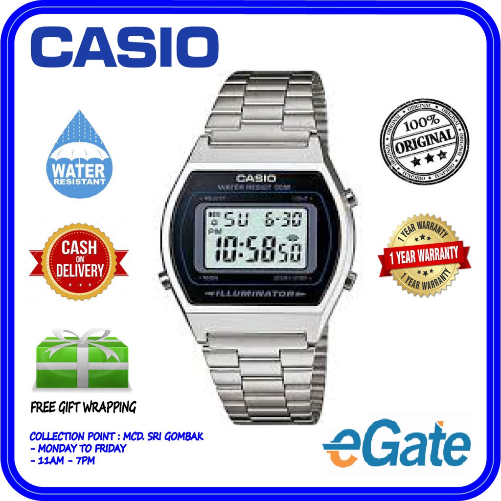 Casio VINTAGE B640WD-1AV Men Digital Retro Stainless Steel Strap ...