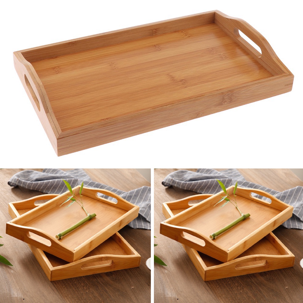 Bamboo Wooden Serving Tray Tea Breakfast Serving Trays Modern