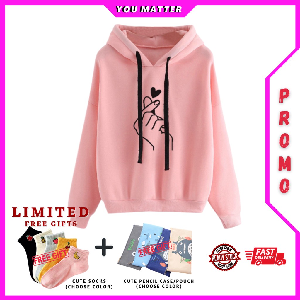 READY STOCK 😻 Hoodie Mini Love Cute Long Sleeve Woman Ladies Baju Cantik  Perempuan Sweater Travel | Shopee Malaysia