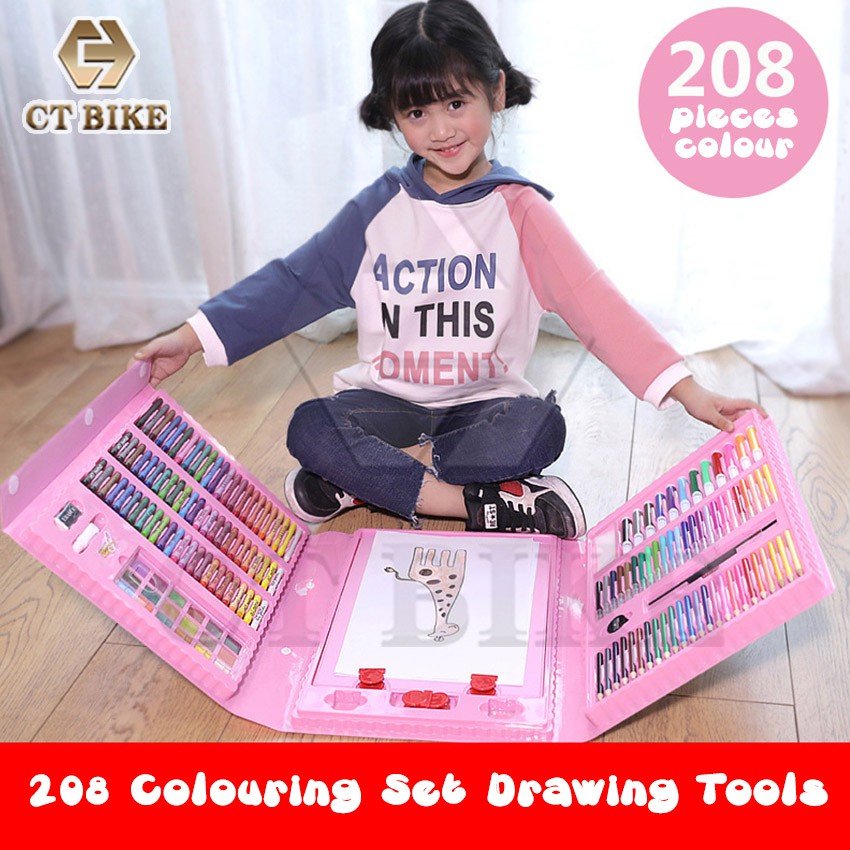 PRADO Malaysia 208pcs Kids Painting Board Pen Colour Crayon Marker