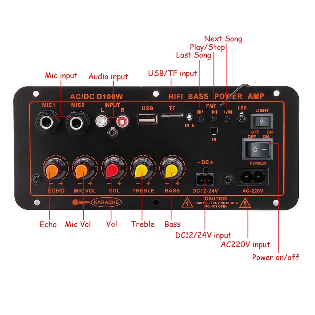 Power Amplifier Board 220V 12V 24V 30W 60W 100W Digital Bluetooth 5.0