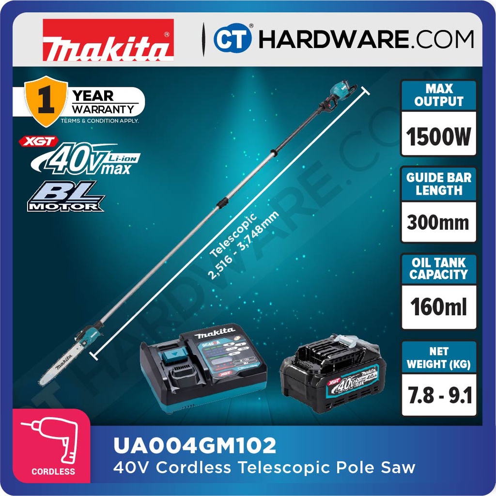 MAKITA UA004GM102 / UA004GZ01 CORDLESS TELESCOPIC POLE SAW 40V MAX