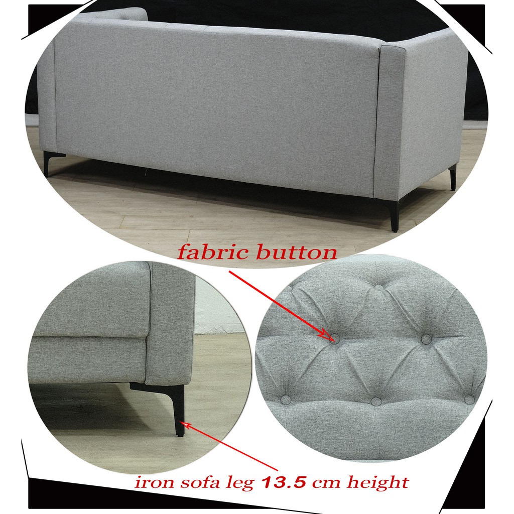 UNICO ABELINA 3 SEATER SOFA (FABRIC GREY) | Shopee Malaysia