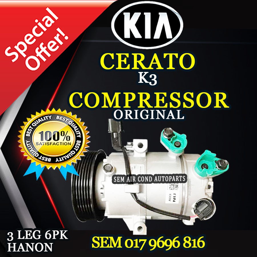 KIA CERATO K3 3 LEG 6PK ORIGINAL COMPRESSOR/ KOMPRESOR (CAR AIRCOND ...