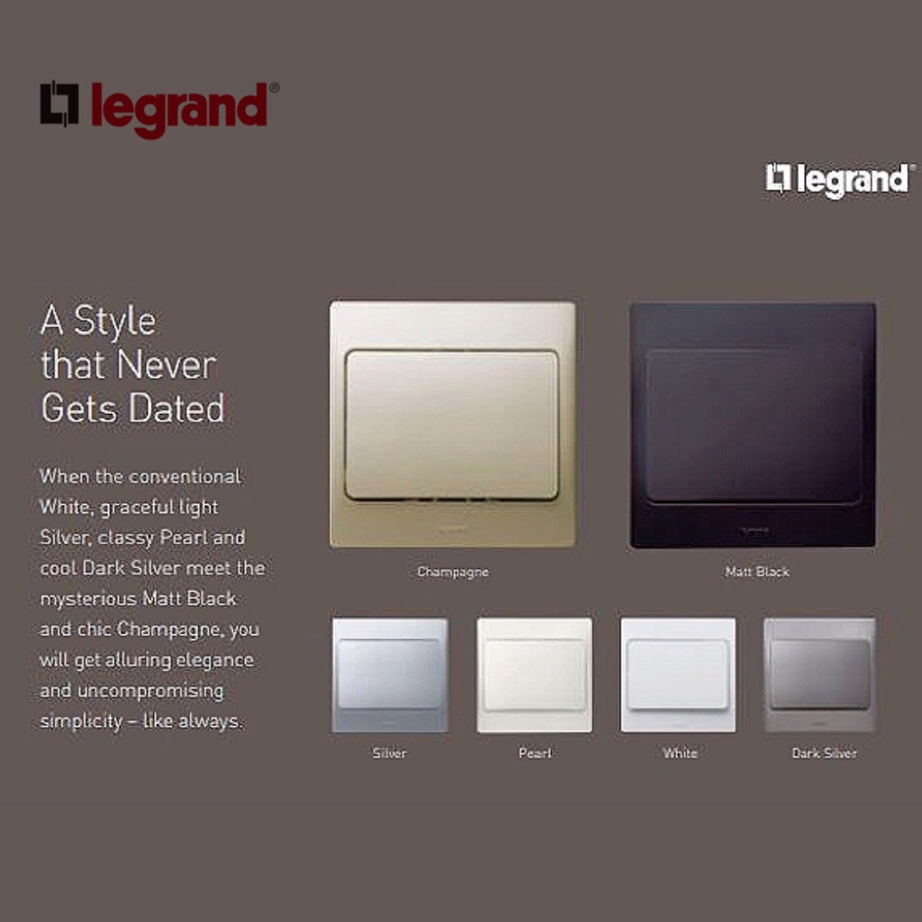 LEGRAND MALLIA SWITCH DARK SILVER 1 2 3 4 GANG SIRIM APPROVE 1 WAY ...