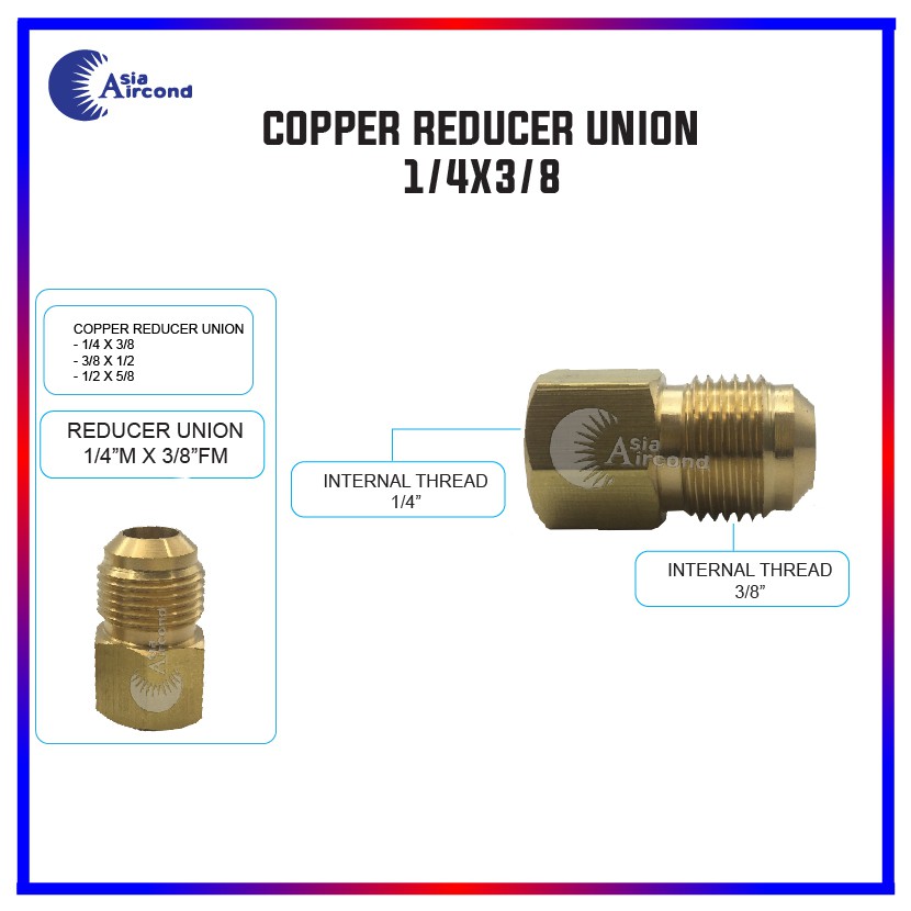 FLARE UNION REDUCER ( 1/4 x 3/8) , ( 3/8 x 1/2) , (1/2 x 5/8) | Shopee ...