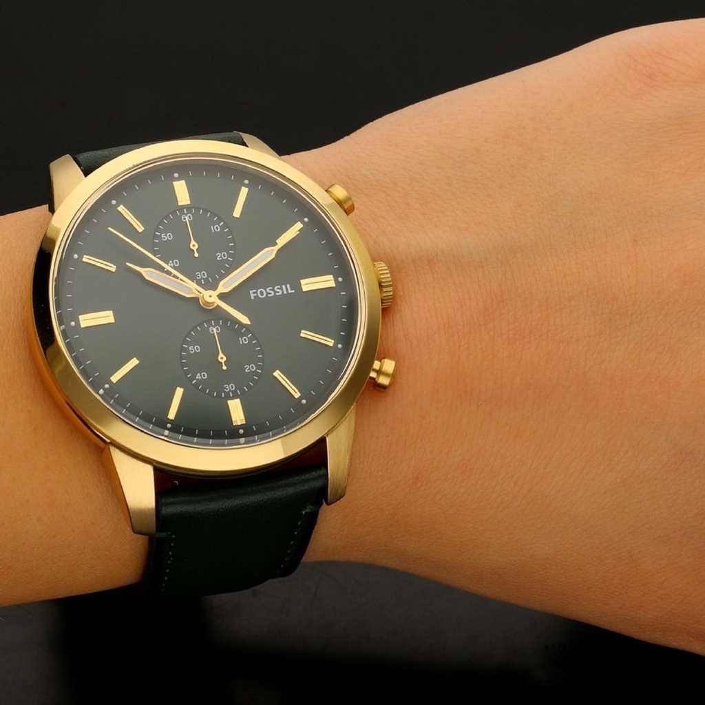 OFFICIAL WARRANTY Fossil Men s FS5599 Townsman 44mm Chronograph Dark Green Leather Watch 2 Years Fossil Warranty Shopee Malaysia