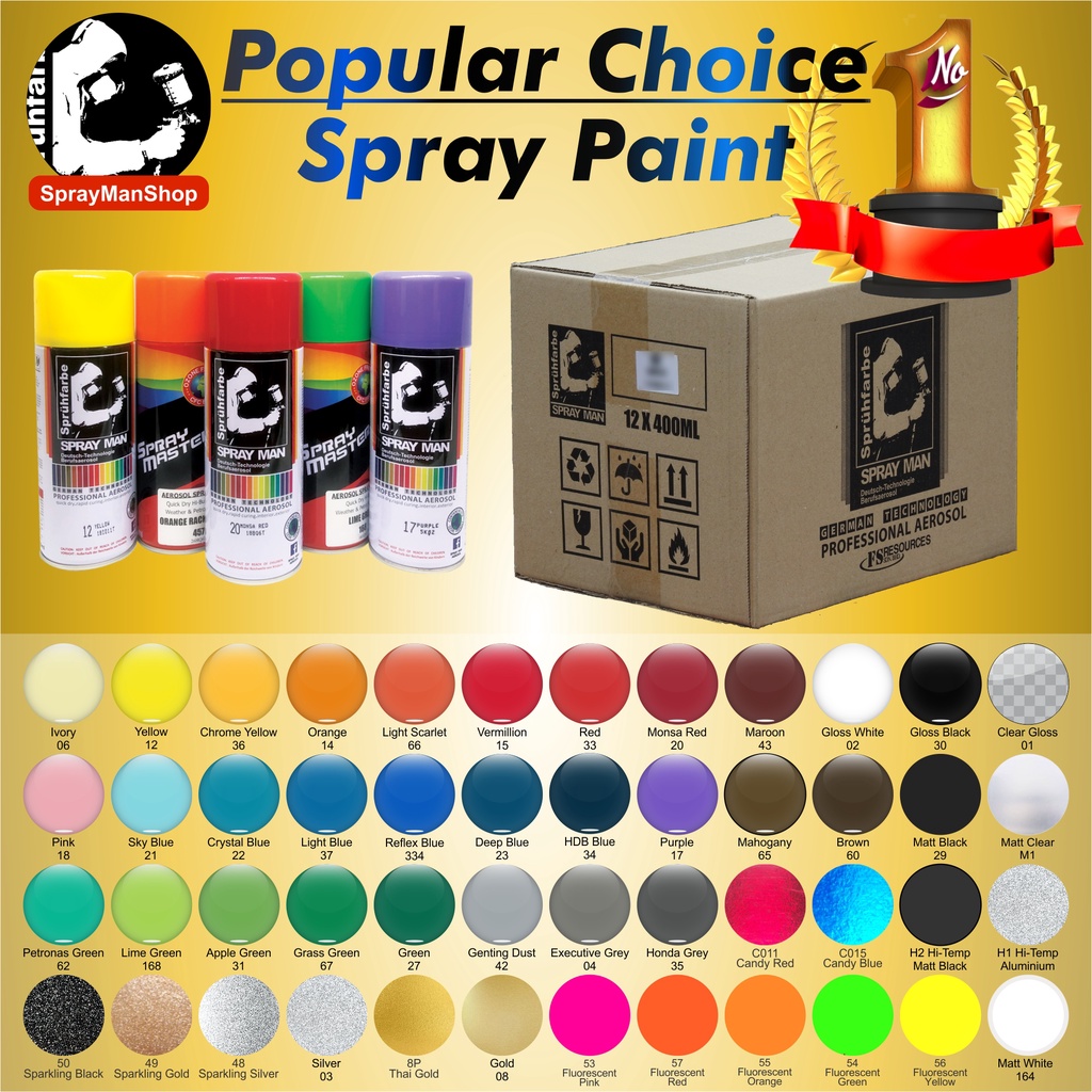 Aerosol paint spray paint Spray Man 400ml One Dozen (12 cans) | Shopee ...