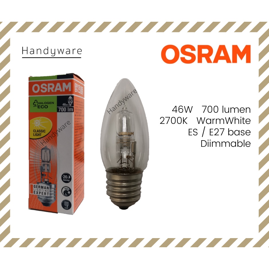 OSRAM-Lot De 2 Ampoules Halogène Eco Flamme E14 3,5cm 2800K 46W = 60W - Foto 3