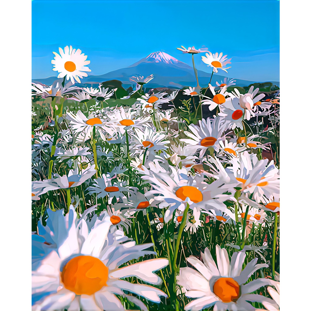 RUOPOTY 60x75cm/50x65cm/40x50cm Frame Coloring By Number Daisy Flower ...