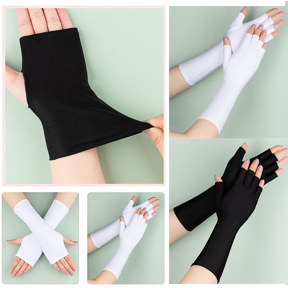 Sunscreen Protection Fingerless Long Gloves Men Women Arm Cool Summer ...