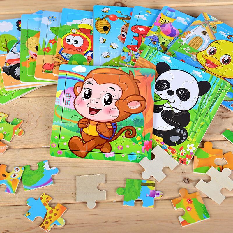 READY STOCK 9pcs Animal Wooden Jigsaw Puzzle for Kids Early Educational ...