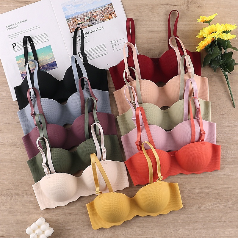 3pcs Thin Underwear For Women, Summer, Gathered And Breast-Enhancing Vest Style,No Steel Ring Bra, Breathable Fixed Double Shoulder Straps, Lce Silk Nude Feeling, LightAnd Breathable
