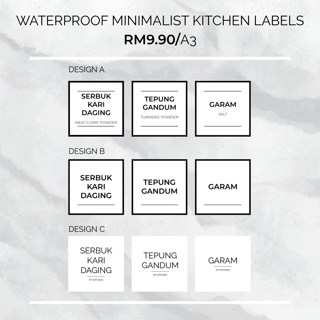 (NEW) WATERPROOF MINIMALIST KITCHEN LABEL STICKERS | Shopee Malaysia