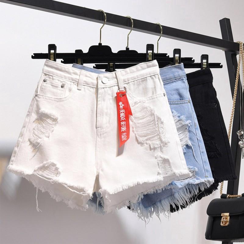 Women Summer Fashion Solid Color Denim Shorts Casual High Waist