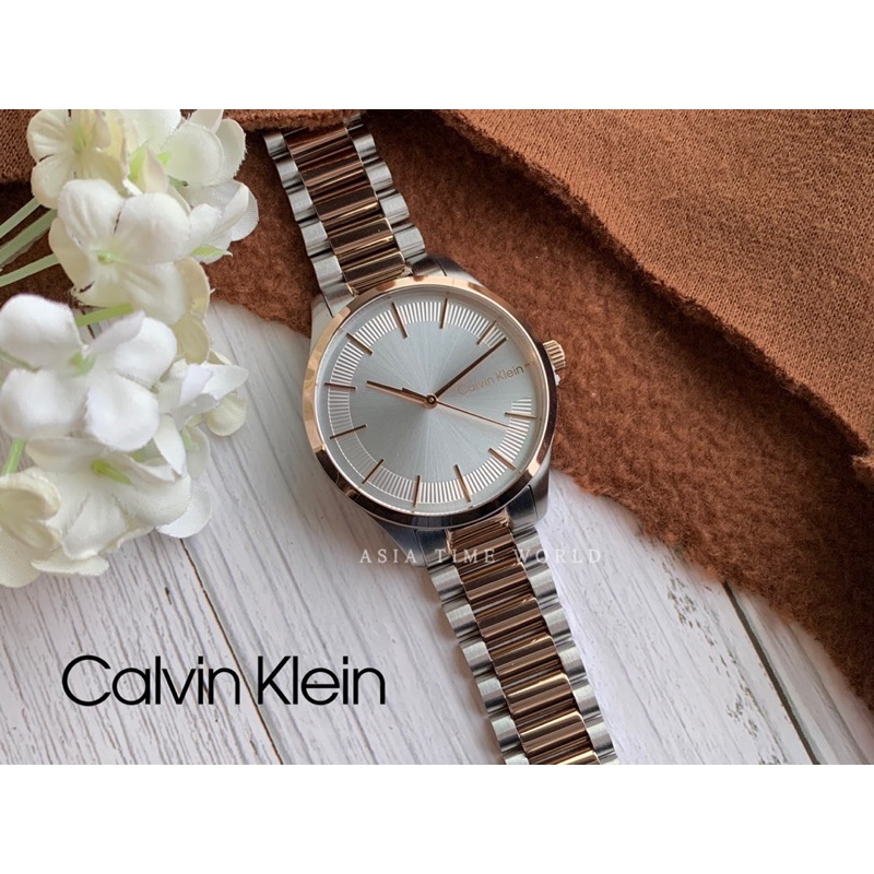 Original] Calvin Klein 25200044 Classic Women Watch with Two tones Silver  and Rosegold Stainless Steel