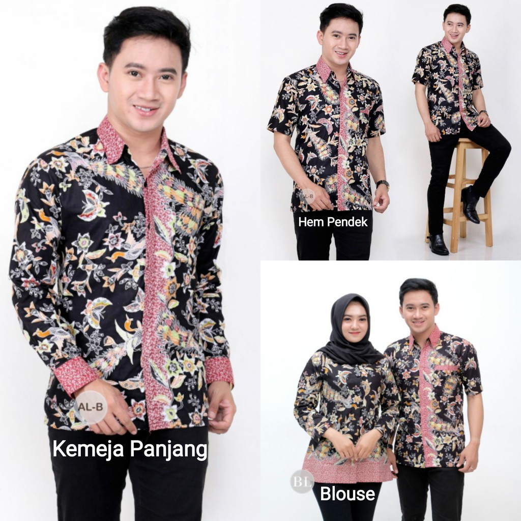 RUZZA Batik Couple Motif Phoenix Pink Peacock Butterfly Black Sweet ...