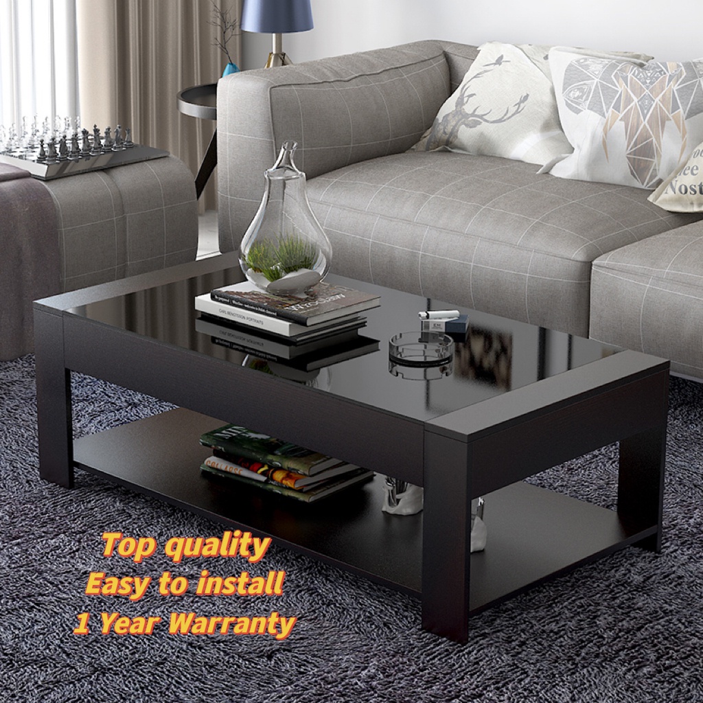 Tempered glass coffee table small apartment square simple economical