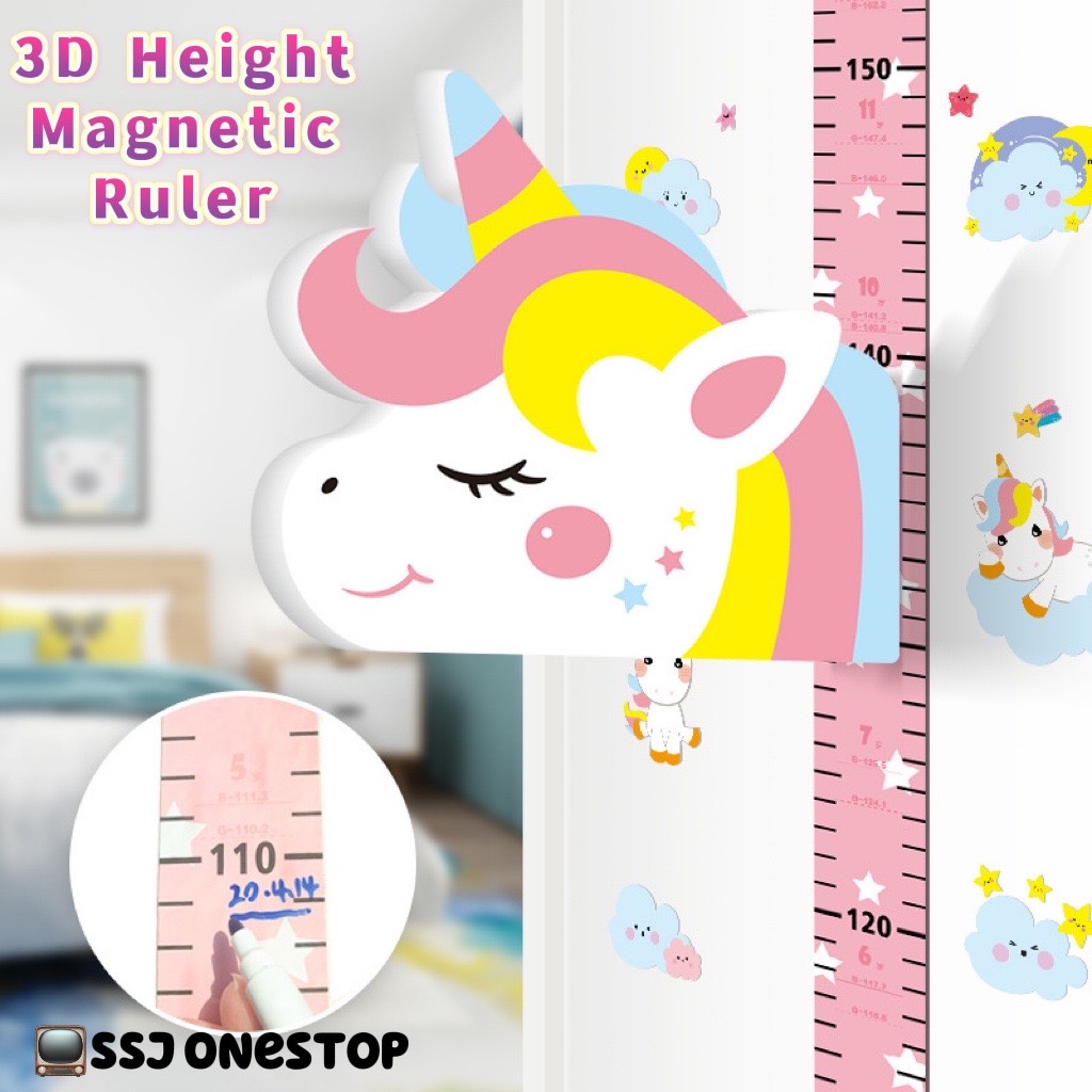 3D Cartoon Magnetic Measurement Ruler Wall sticker Accurate Height For ...
