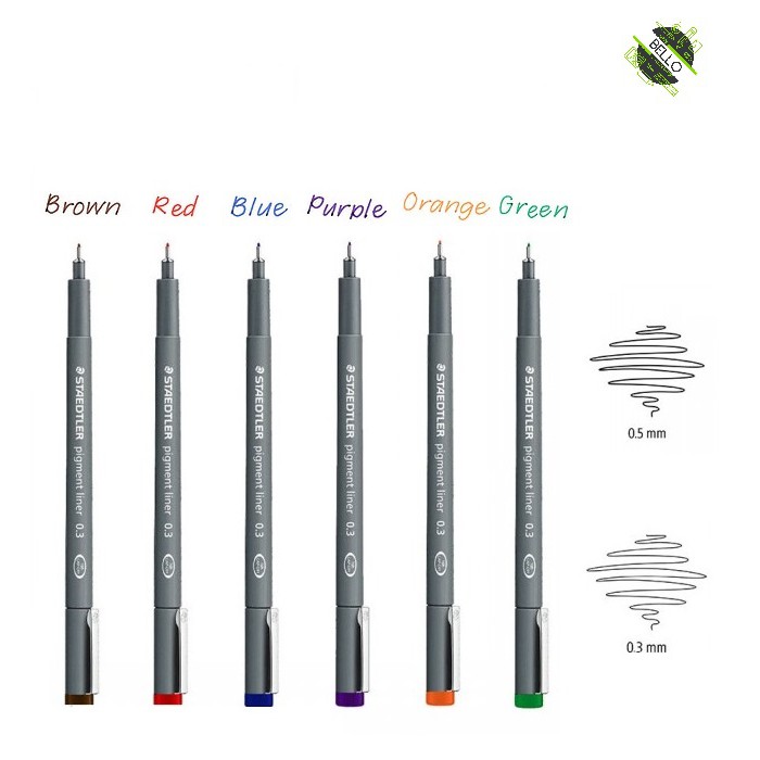 Staedtler Drawing Pen  Pigment Liner Color  0.3mm 6 Pens Set 1 –  Art&Stationery