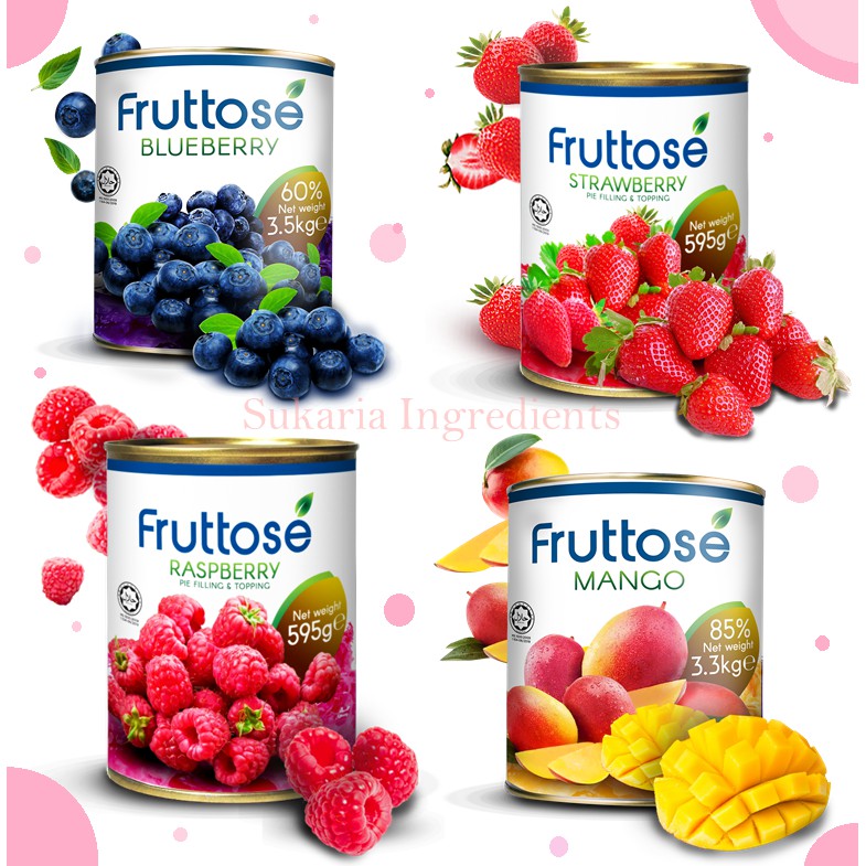 Fruttose Pie Filling And Topping 595g Blueberry Strawberry Raspberry