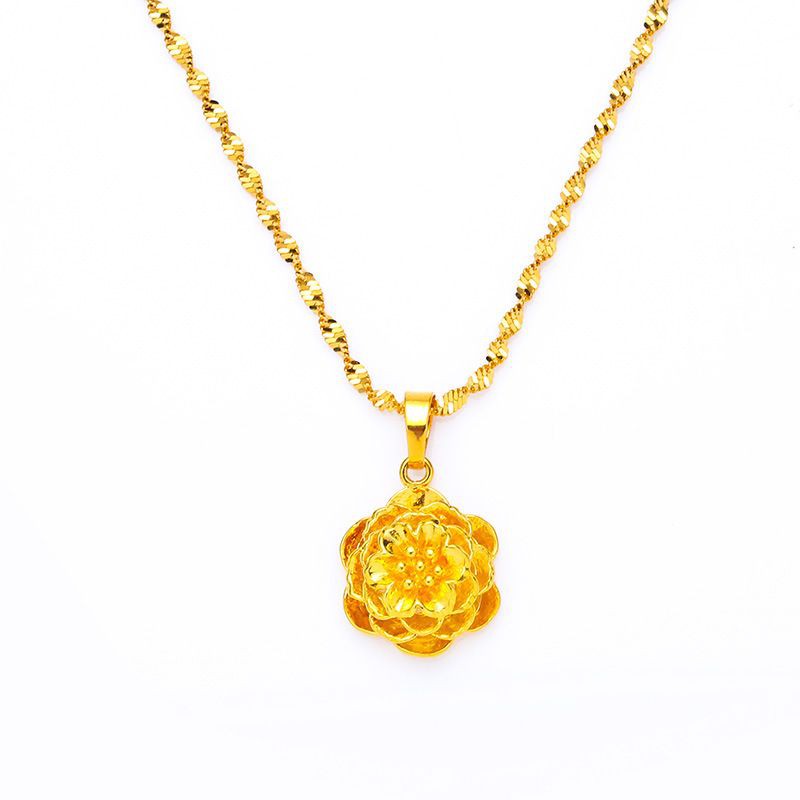 SSA Emas Korea 24K Necklace Rantai Leher Gila-Gila Simple Love Shape ...